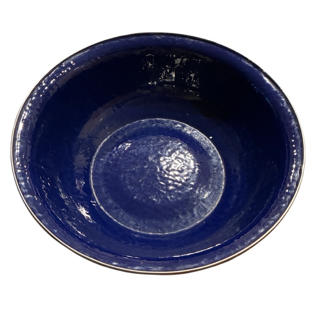Golden Rabbit Huge Bowl Cobalt Blue Enamel Stainless Trim Crafted durable Steel